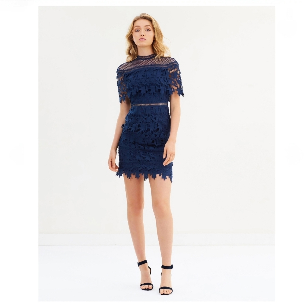 Chi Chi London Black Lace Filigree Cocktail Dress Size Small